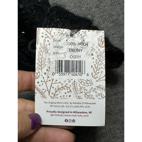 Muk Luks Black Sequin Braided Twist Headband Chunky Knit Headwear Women's OSFM - Picture 6 of 6